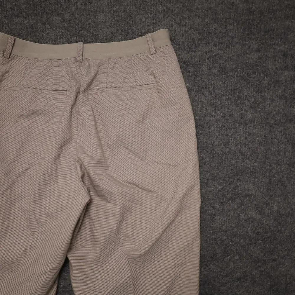 Uniqlo Dress Pants Mens 31x29 Beige Check Slim Fit Stretch Elastic Waist Office